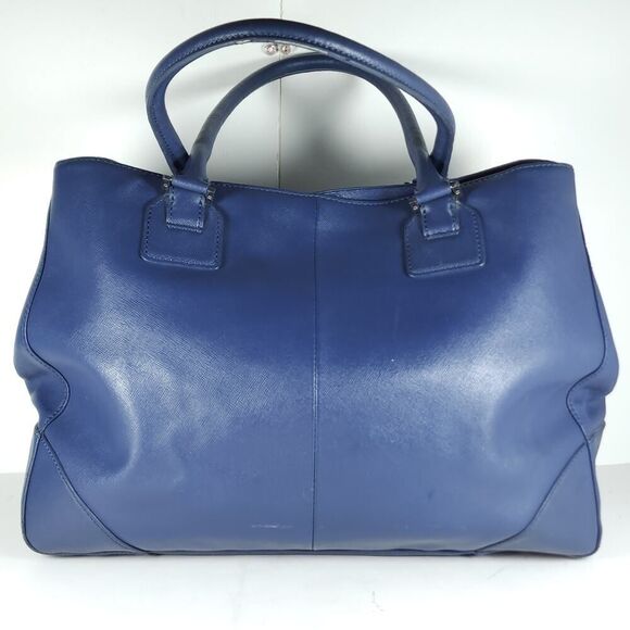 Tory Burch Robinson East West Blue Leather Large Top Handle Tote Bag Handbag - Picture 4 of 16